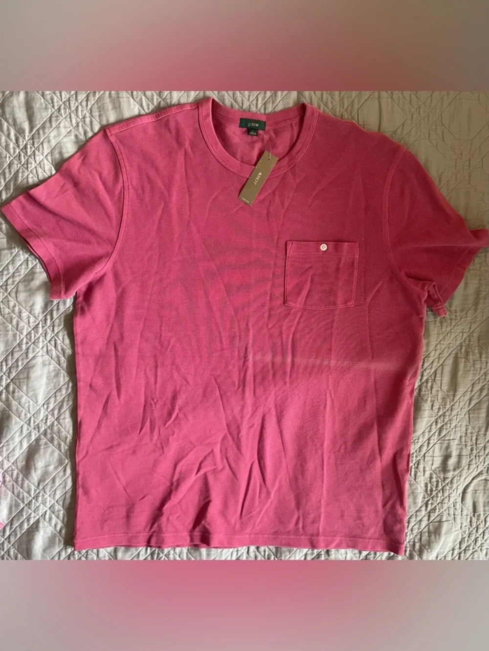 J.‎ CREW Washed piqué pocket T-shirt in Plum Pink (PPI) Size L NWD $59.50 CJ722